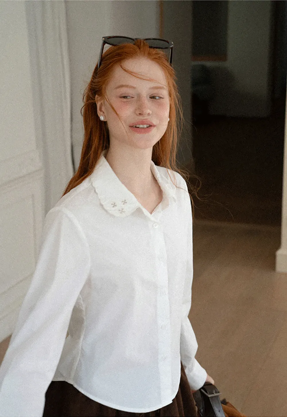 Asymmetrical Cut Long Sleeve Button Up Shirt
