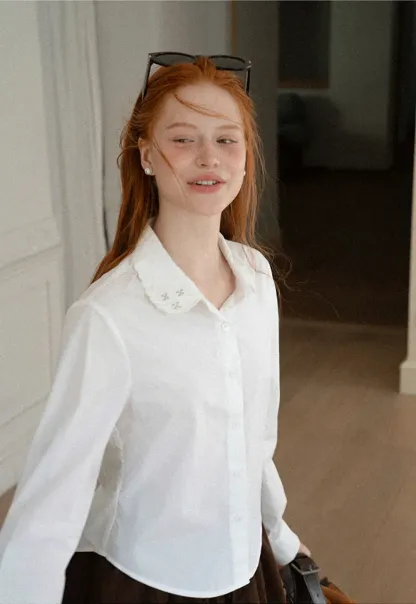 Asymmetrical Cut Long Sleeve Button Up Shirt