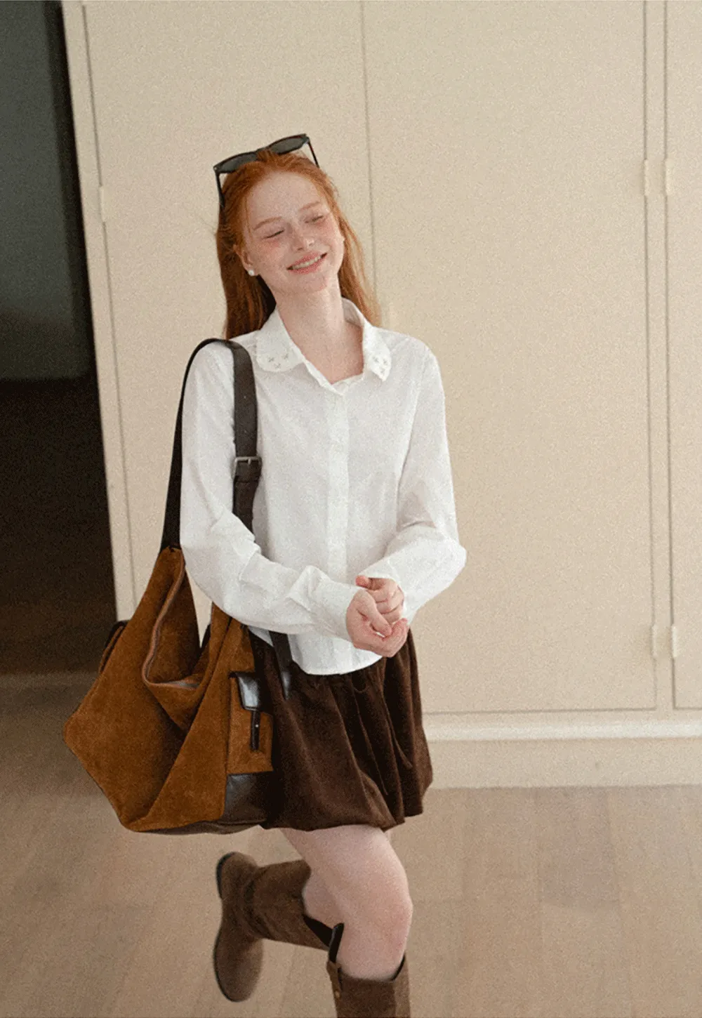 Asymmetrical Cut Long Sleeve Button Up Shirt