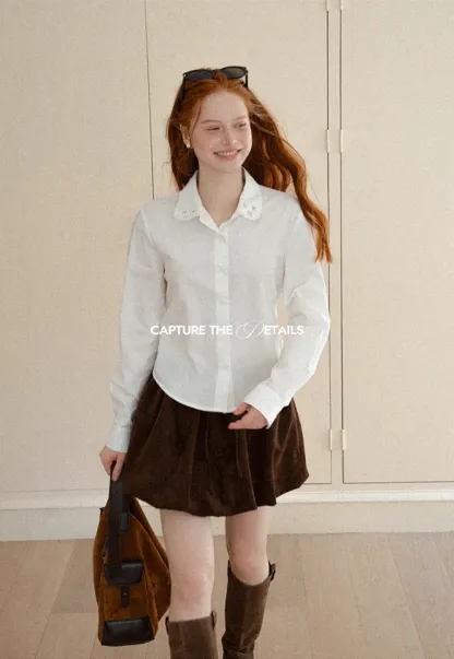 Asymmetrical Cut Long Sleeve Button Up Shirt