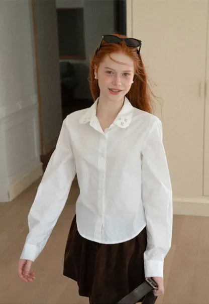 Asymmetrical Cut Long Sleeve Button Up Shirt