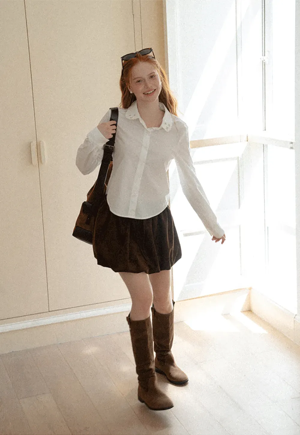 Asymmetrical Cut Long Sleeve Button Up Shirt