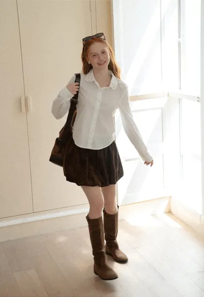 Asymmetrical Cut Long Sleeve Button Up Shirt