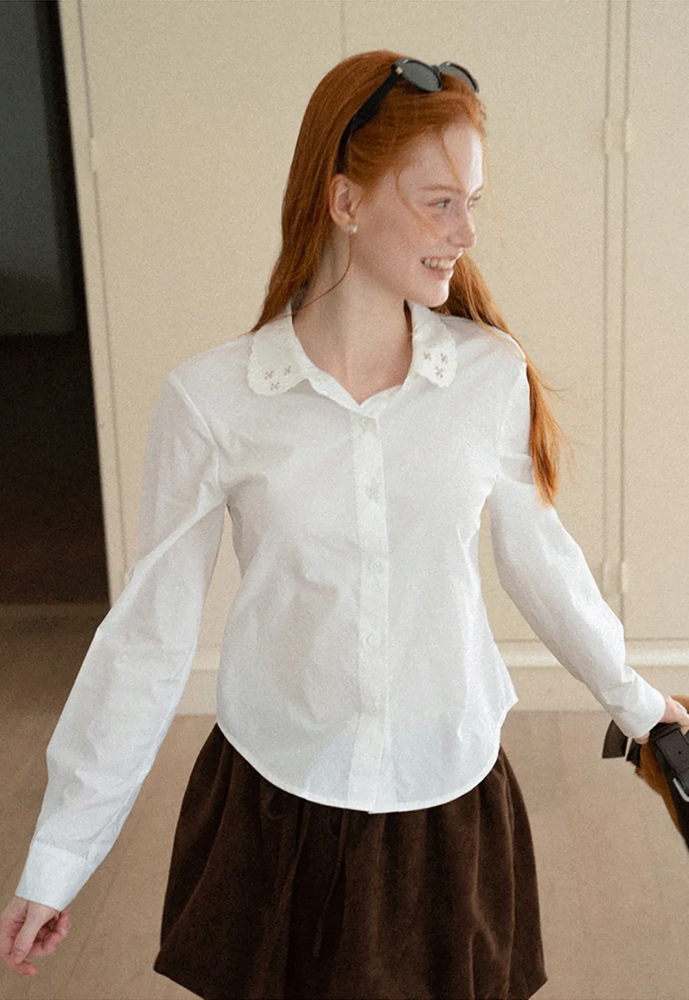 Asymmetrical Cut Long Sleeve Button Up Shirt