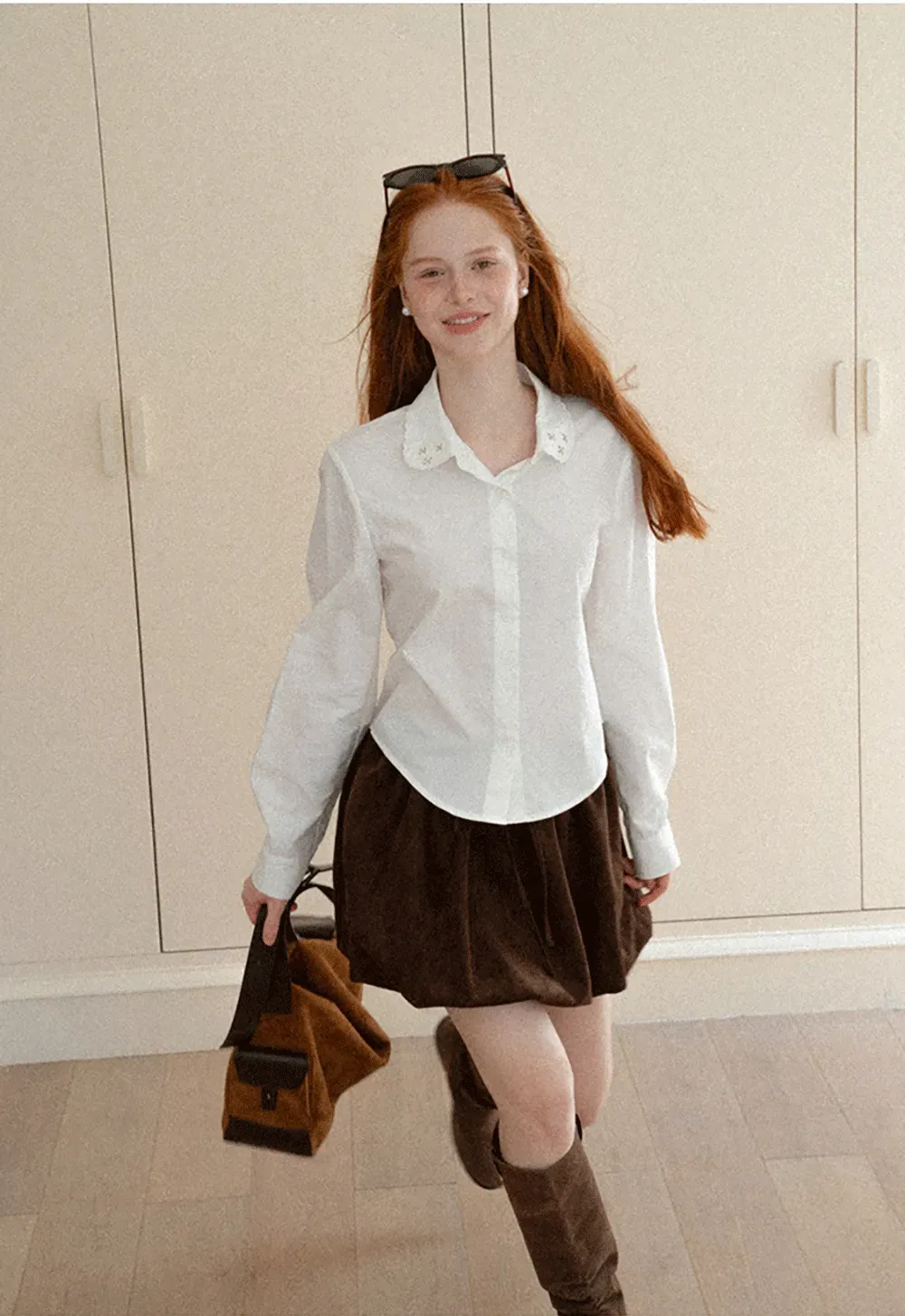 Asymmetrical Cut Long Sleeve Button Up Shirt