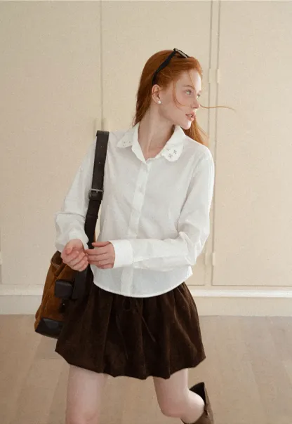 Asymmetrical Cut Long Sleeve Button Up Shirt