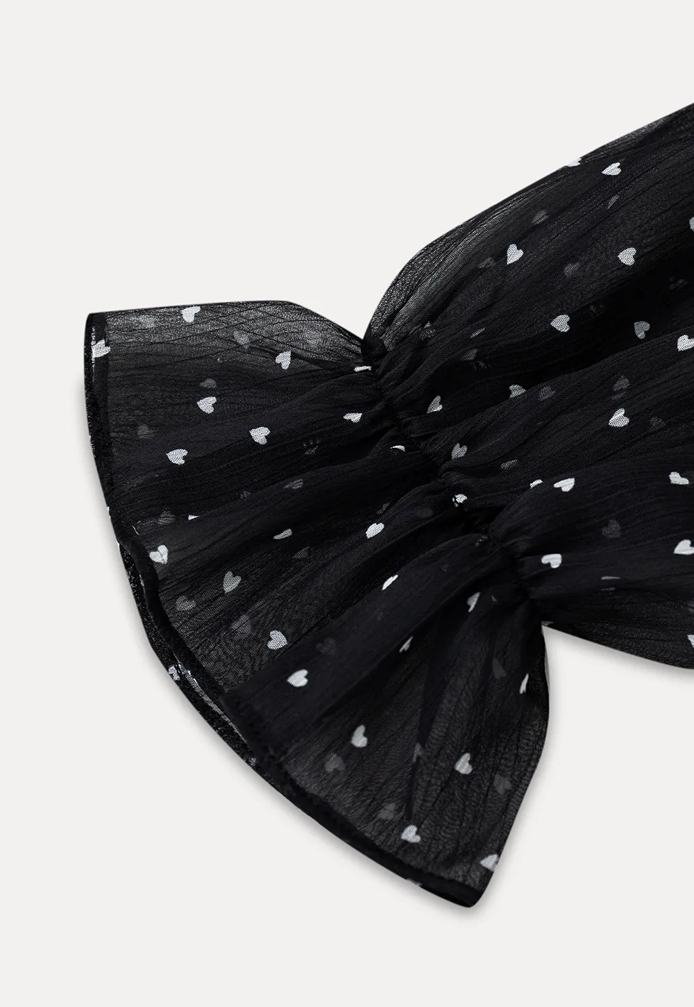 Sheer Polka Dot Ruffled Bow Neck Blouse