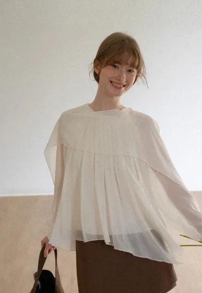 Pleated Layered Sheer Blouse