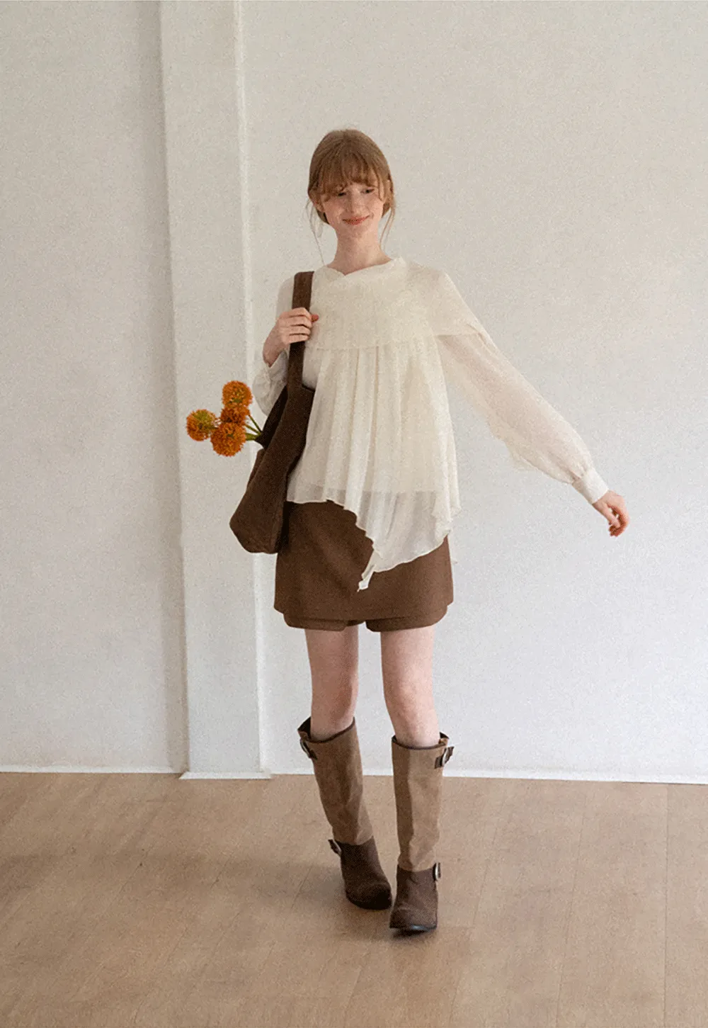 Pleated Layered Sheer Blouse