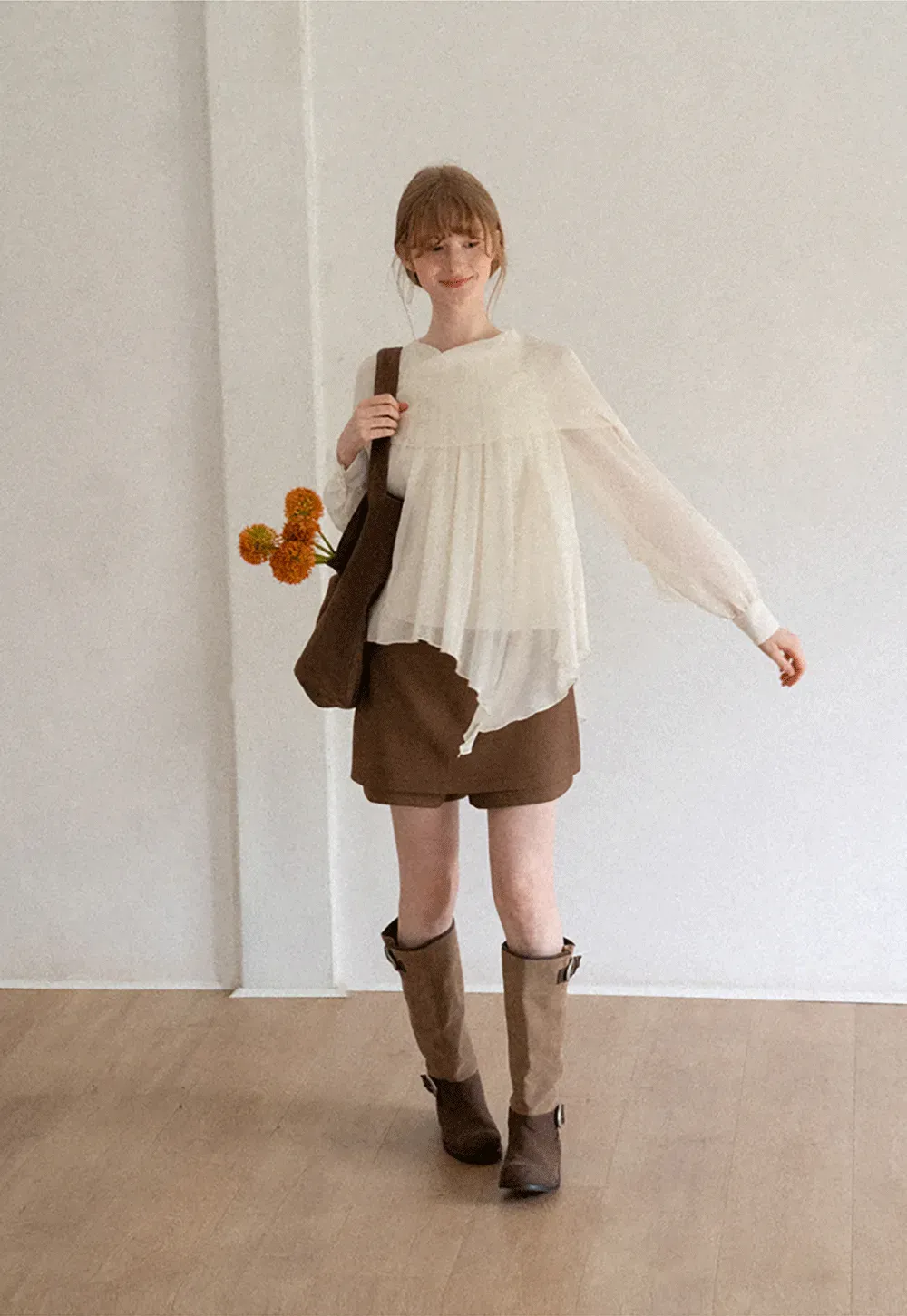 Pleated Layered Sheer Blouse
