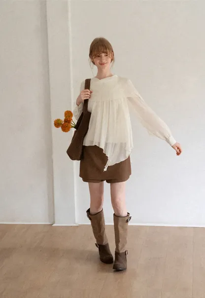 Pleated Layered Sheer Blouse