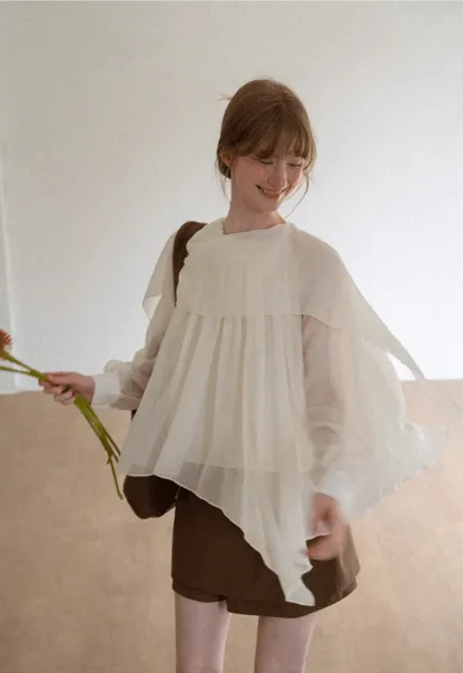 Pleated Layered Sheer Blouse