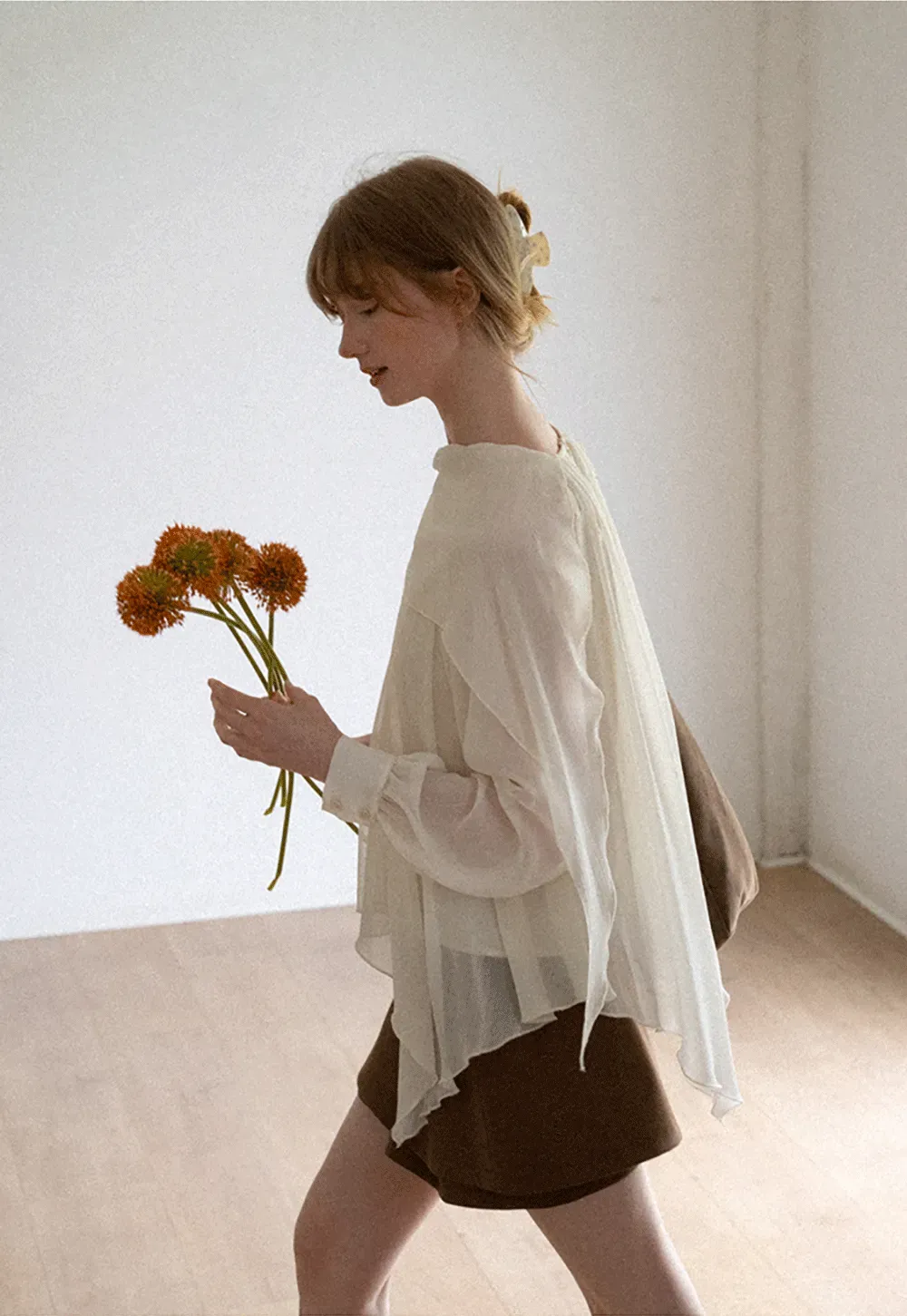 Pleated Layered Sheer Blouse