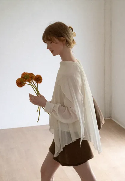 Pleated Layered Sheer Blouse
