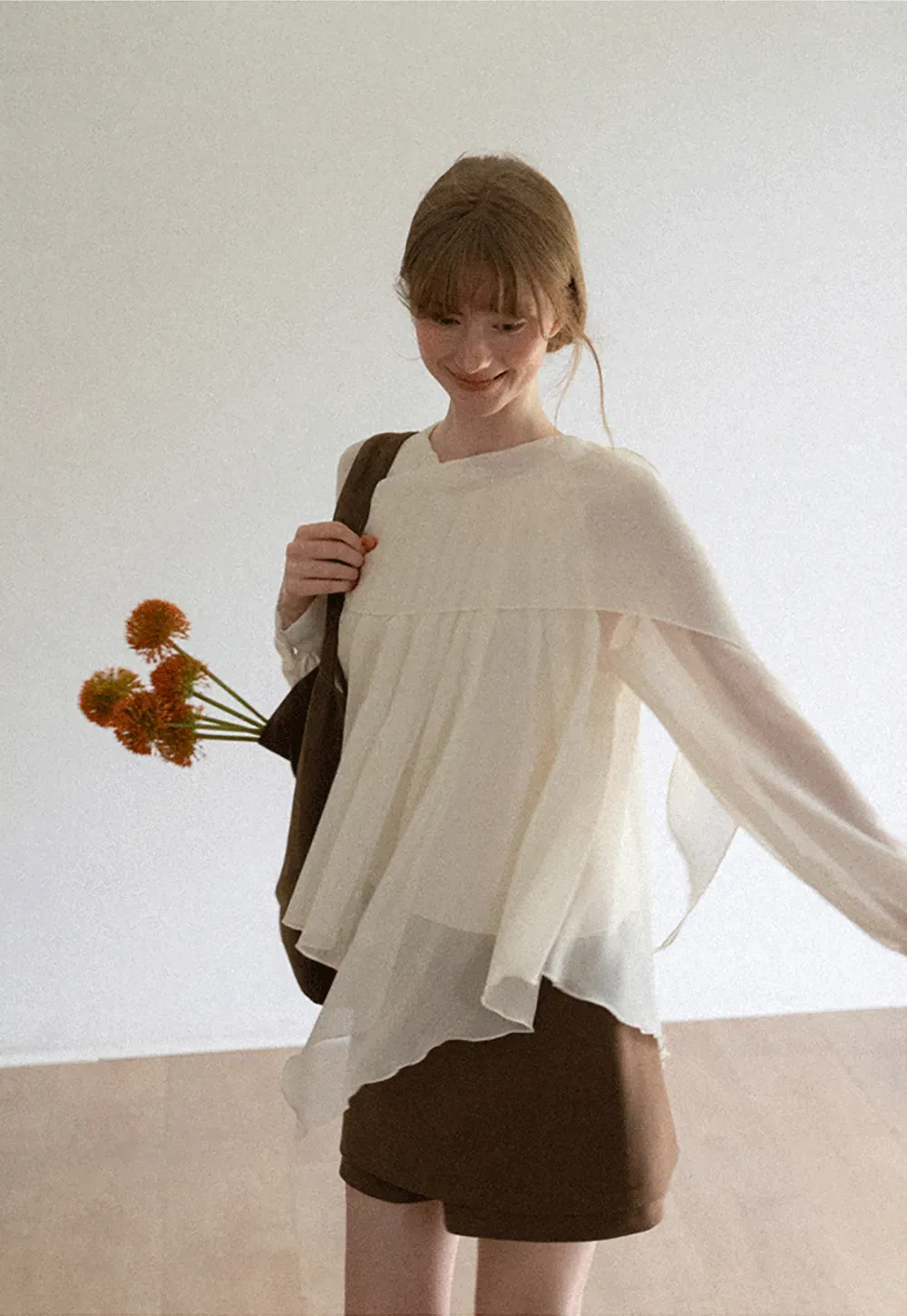 Pleated Layered Sheer Blouse