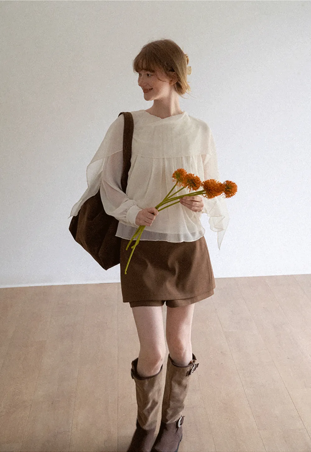 Pleated Layered Sheer Blouse