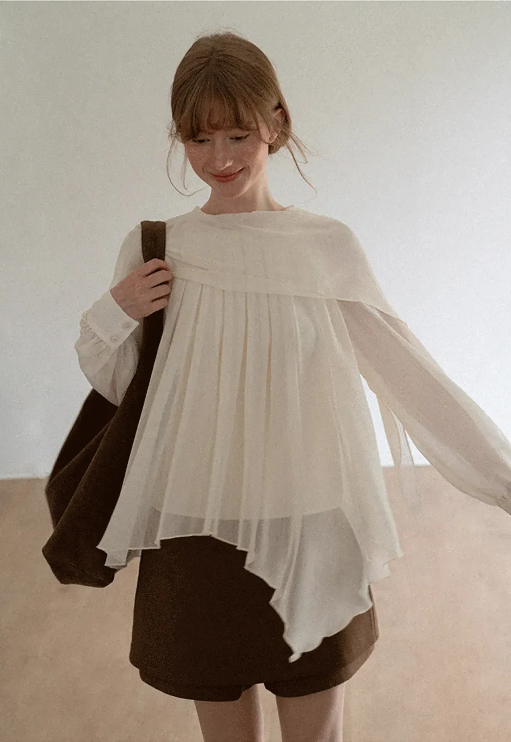 Pleated Layered Sheer Blouse