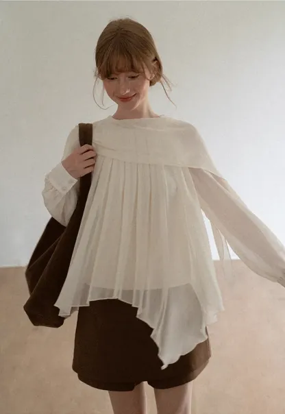 Pleated Layered Sheer Blouse