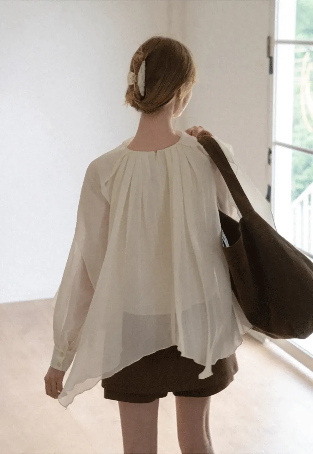 Pleated Layered Sheer Blouse
