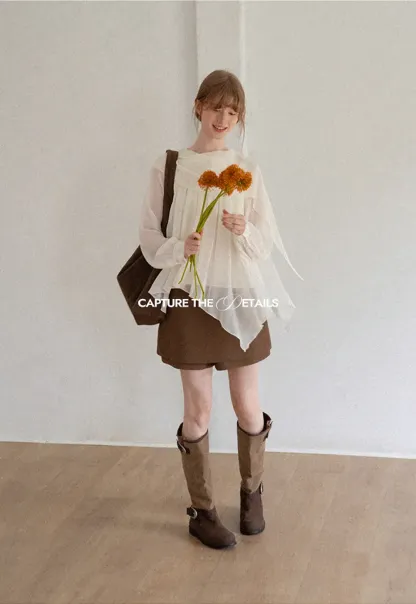 Pleated Layered Sheer Blouse
