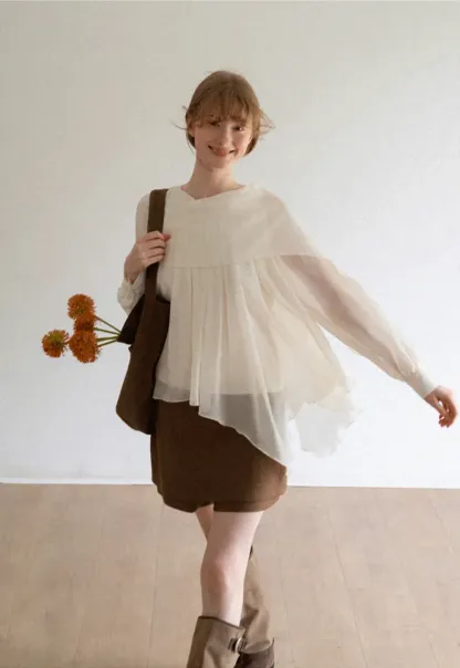 Pleated Layered Sheer Blouse