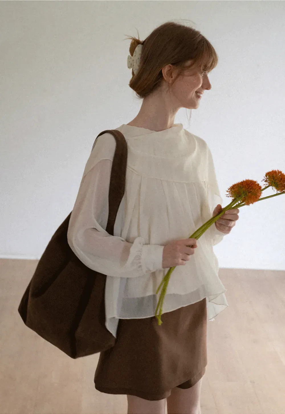 Pleated Layered Sheer Blouse