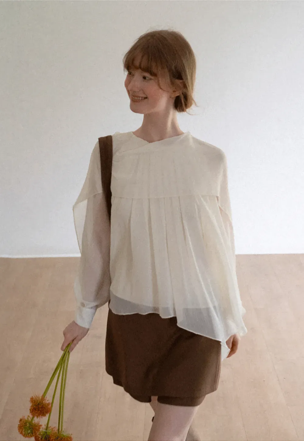 Pleated Layered Sheer Blouse