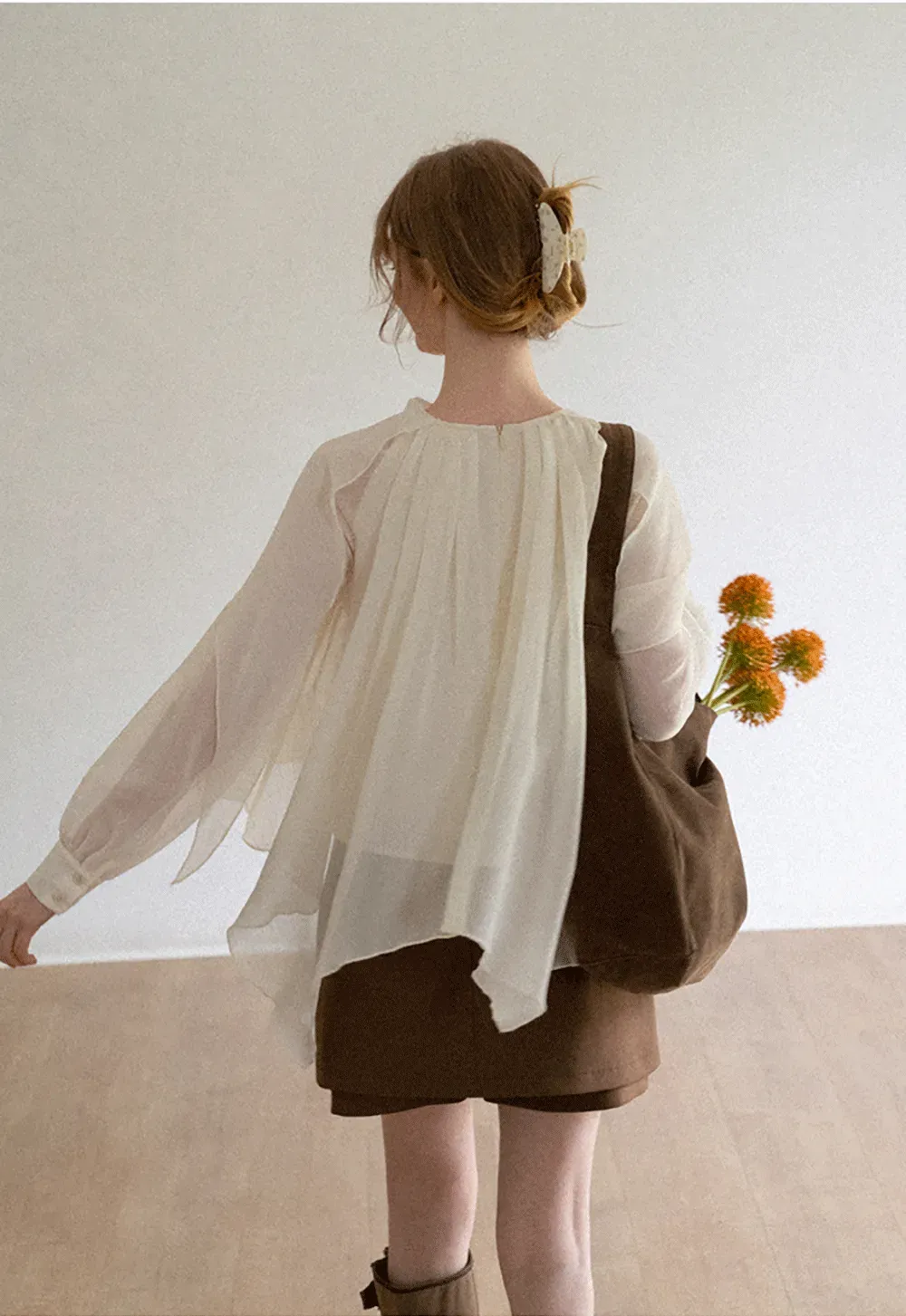 Pleated Layered Sheer Blouse