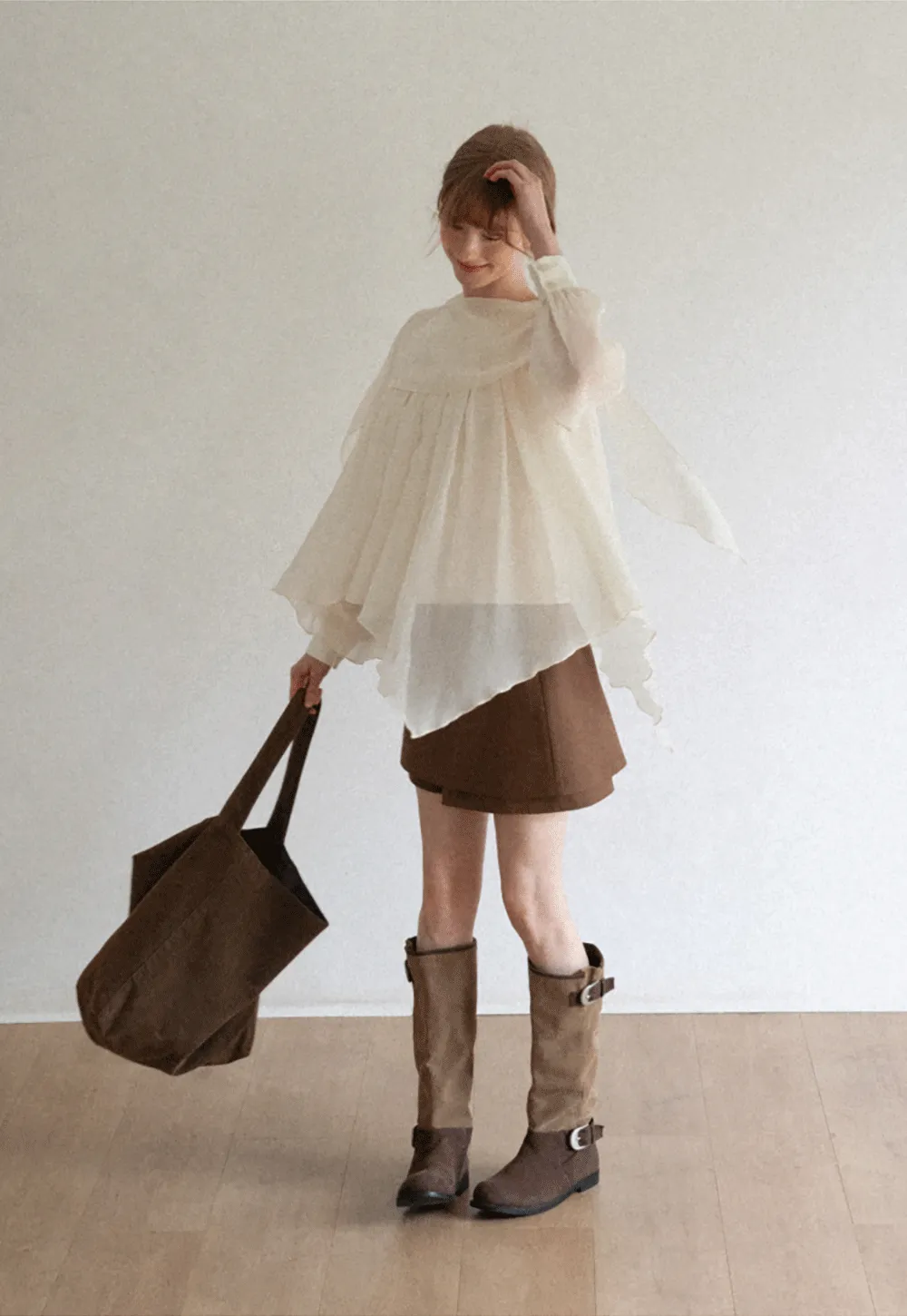 Pleated Layered Sheer Blouse