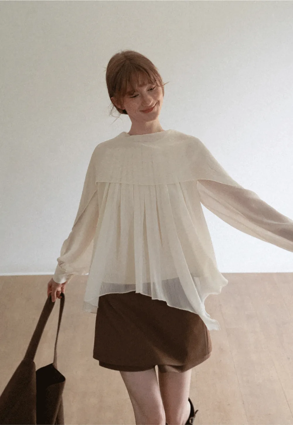 Pleated Layered Sheer Blouse