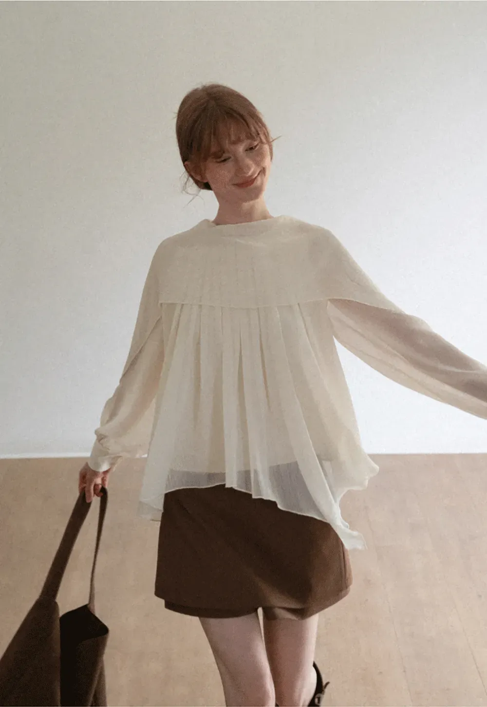 Pleated Layered Sheer Blouse