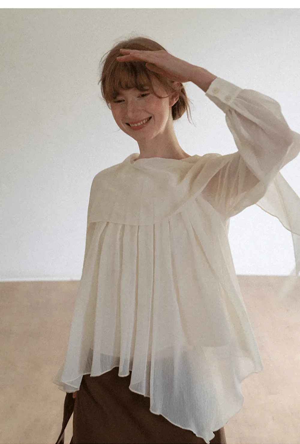 Pleated Layered Sheer Blouse