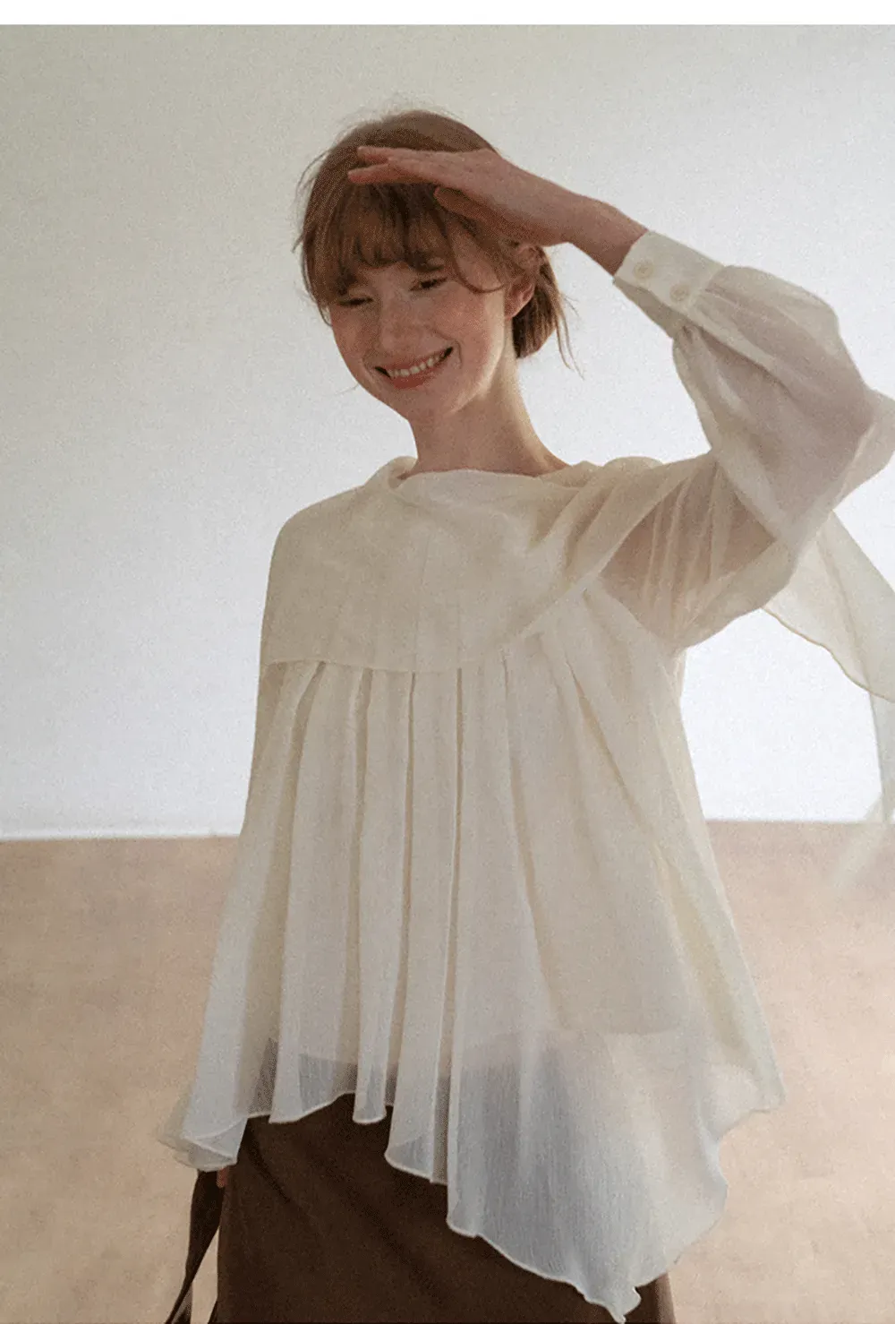 Pleated Layered Sheer Blouse