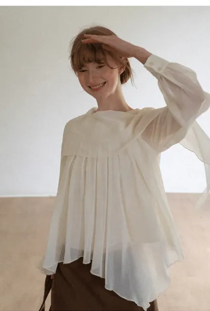 Pleated Layered Sheer Blouse