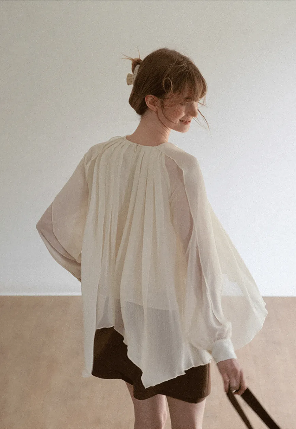 Pleated Layered Sheer Blouse