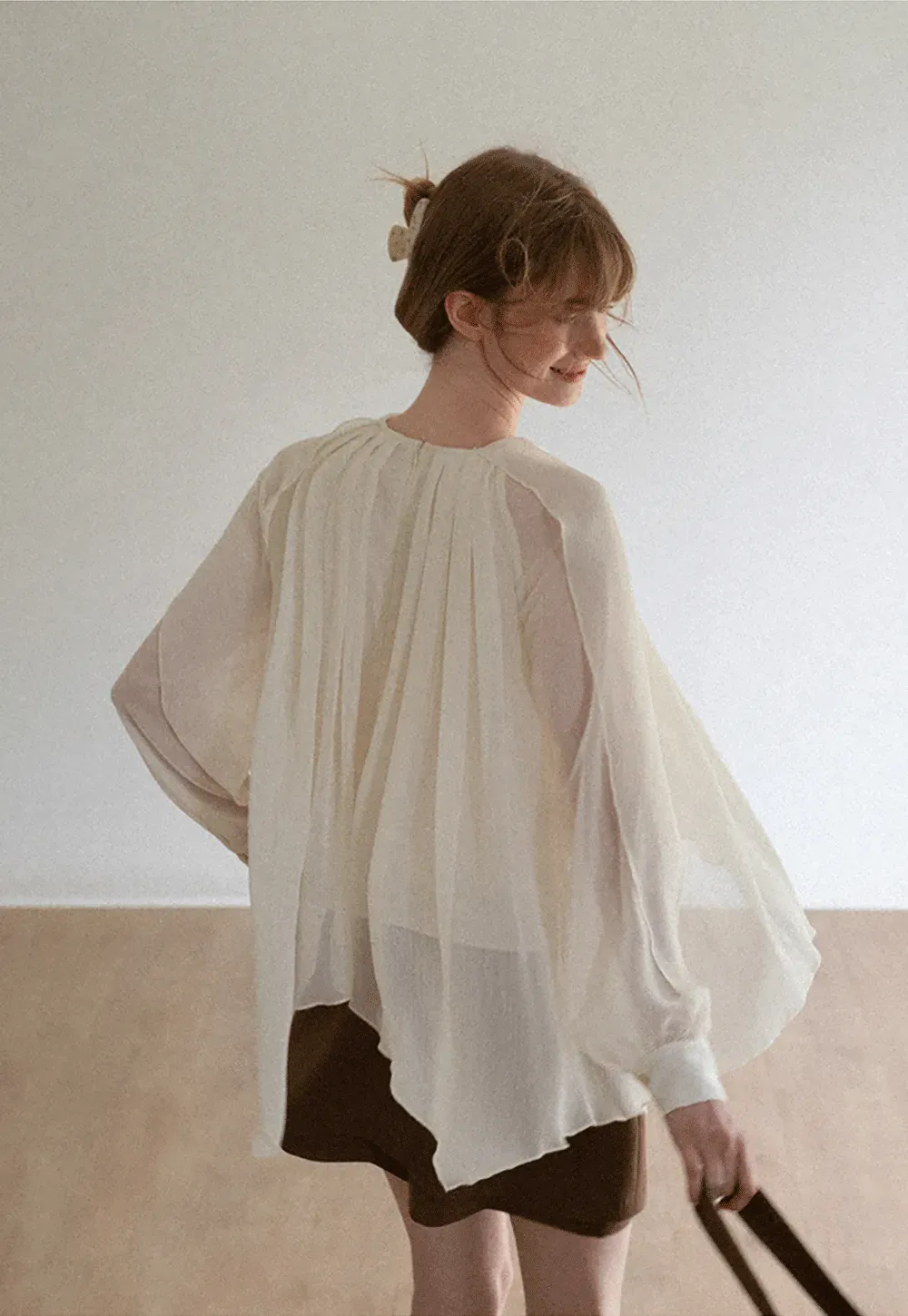 Pleated Layered Sheer Blouse