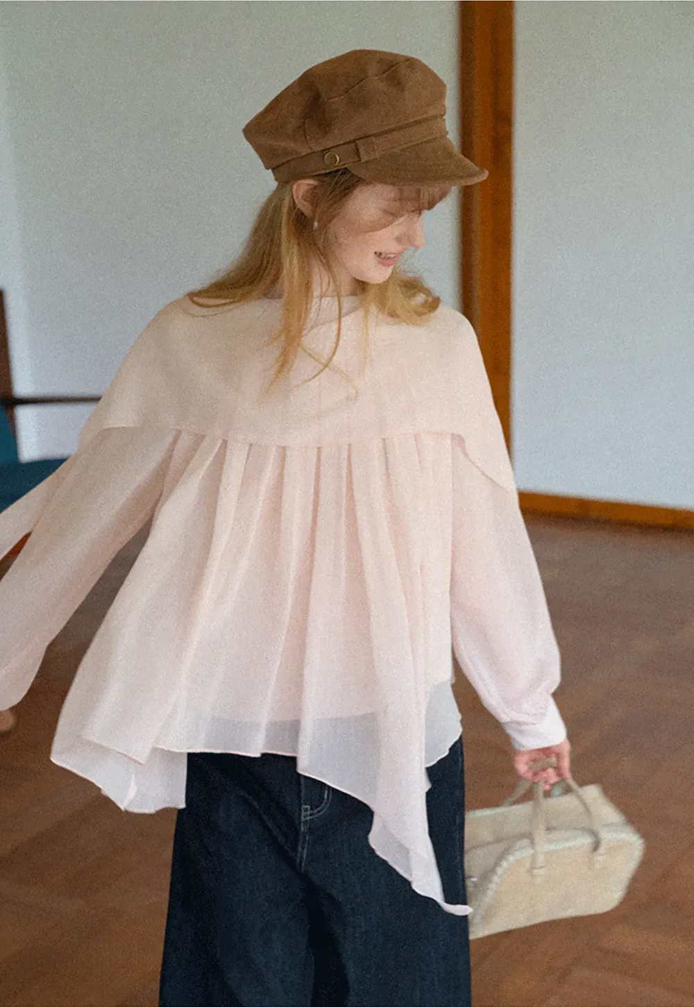 Pleated Layered Sheer Blouse