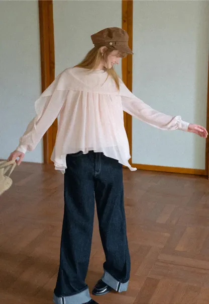 Pleated Layered Sheer Blouse