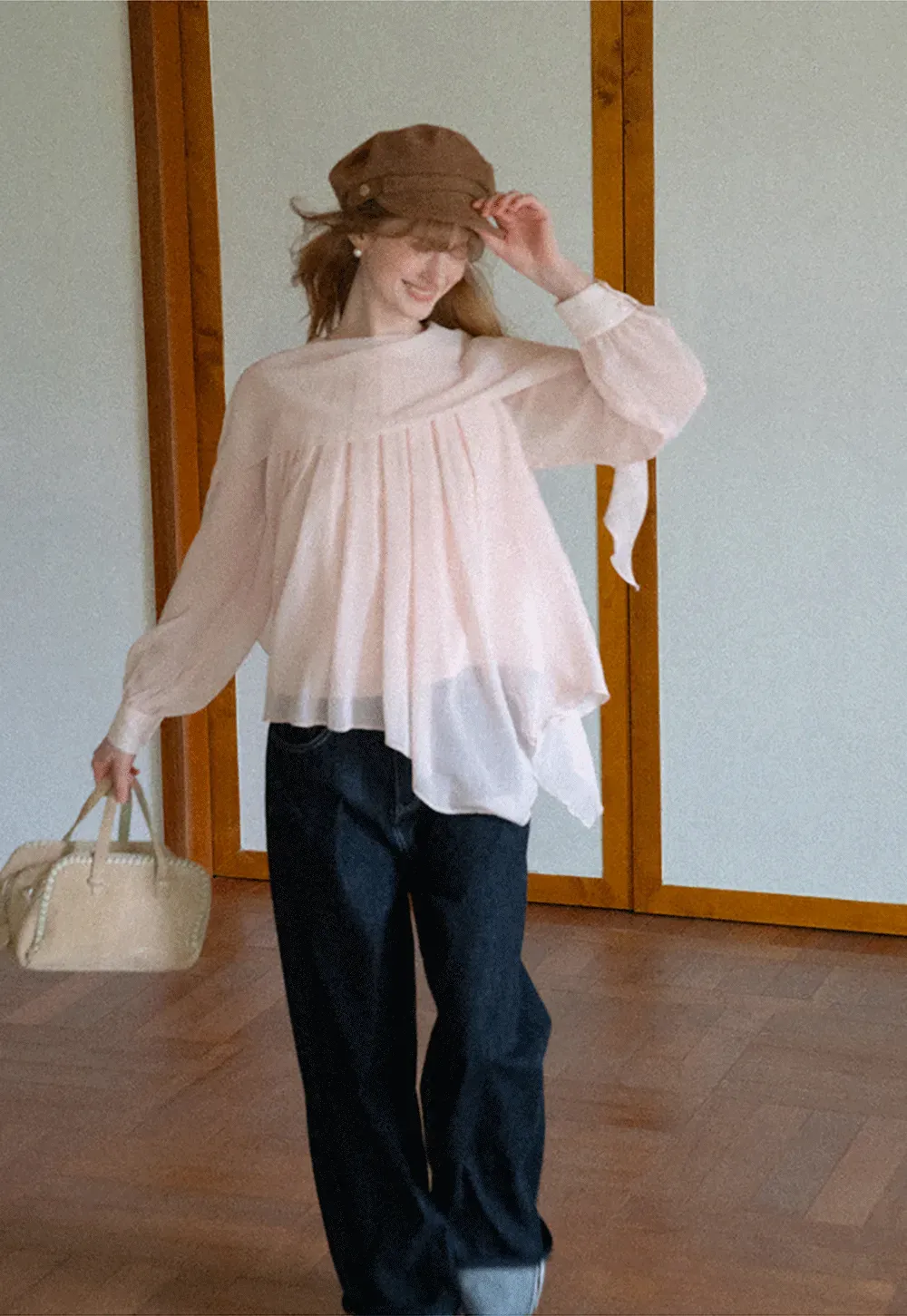 Pleated Layered Sheer Blouse
