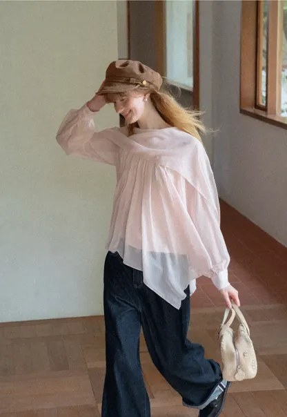 Pleated Layered Sheer Blouse
