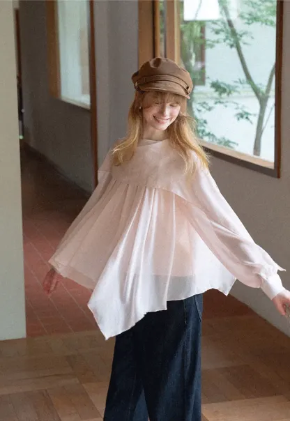 Pleated Layered Sheer Blouse