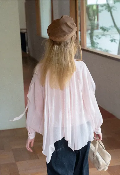 Pleated Layered Sheer Blouse