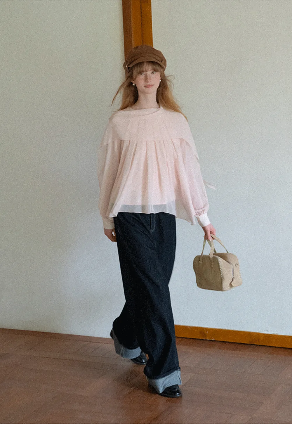 Pleated Layered Sheer Blouse
