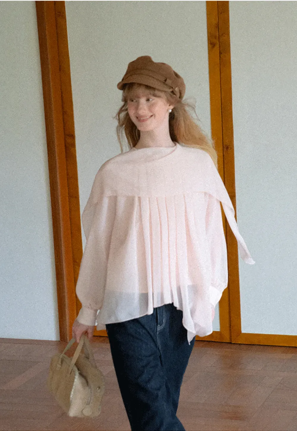 Pleated Layered Sheer Blouse