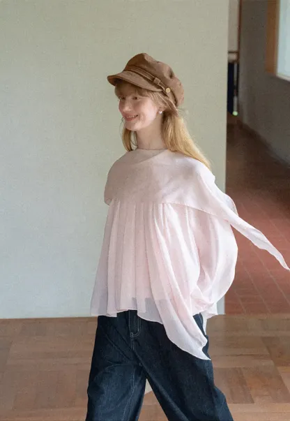 Pleated Layered Sheer Blouse