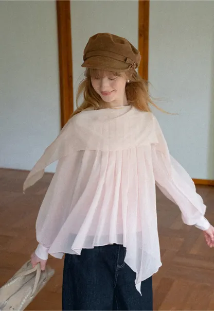 Pleated Layered Sheer Blouse
