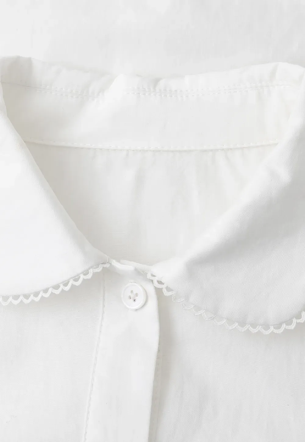 Peplum Hem Peter Pan Collar Button Up Shirt