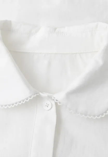 Peplum Hem Peter Pan Collar Button Up Shirt