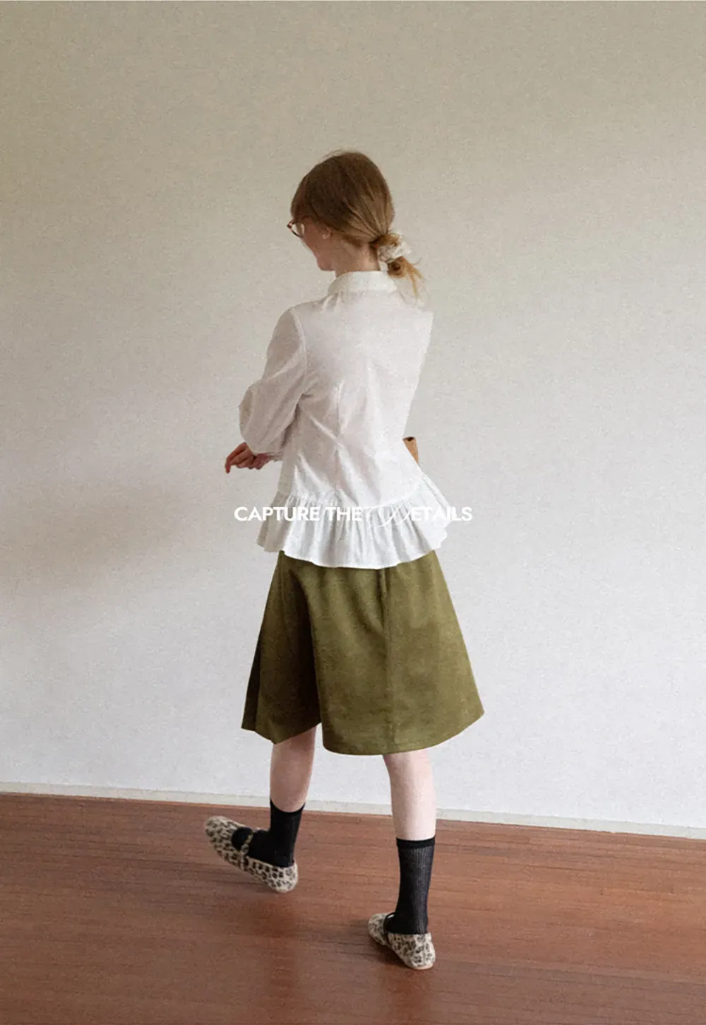 Peplum Hem Peter Pan Collar Button Up Shirt