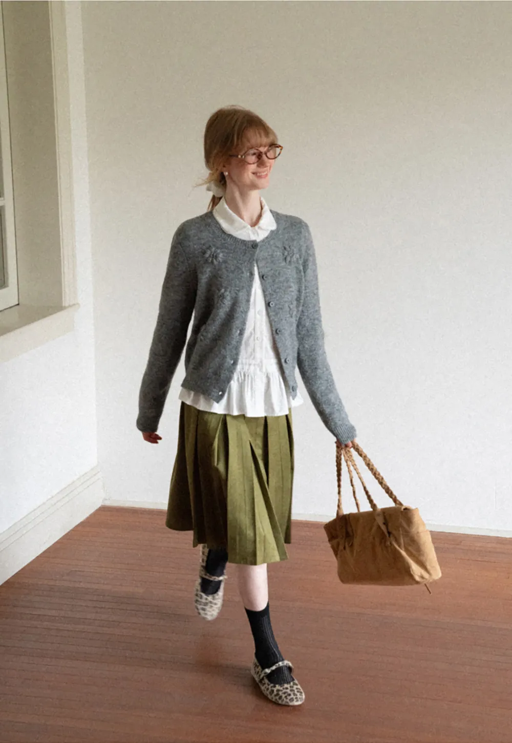 Peplum Hem Peter Pan Collar Button Up Shirt